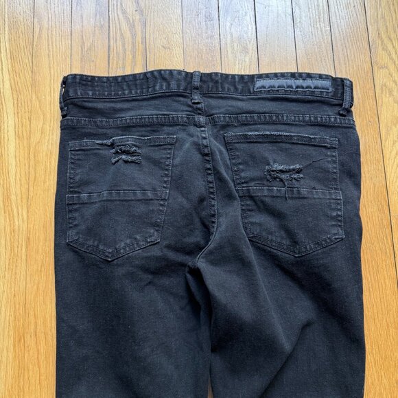 Rockstar Original Size 34 Mens Oscar Black Knee Slit 5 Pocket Straight Fit Jeans - Picture 13 of 15